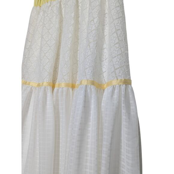 Made In Jiwa White with Yellow Long Ladder Lace Skirt (Handmade) Size XS - Picture 8 of 8